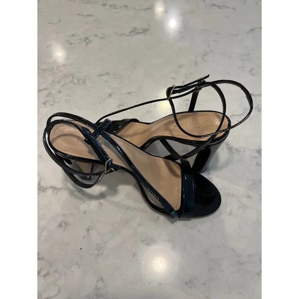 Raye Women’s Strappy Ankle Strap‎ Open Toe Party Block High Heels Size 6.5 Black